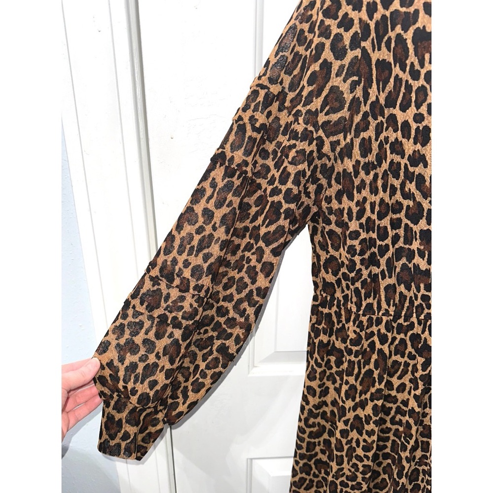 Ember leopard print semi sheer duster kimono/cover up - Picture 4 of 6